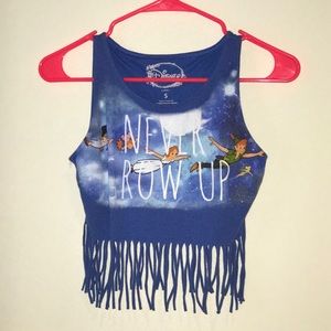 Peter Pan “never grow up” fringe tank top